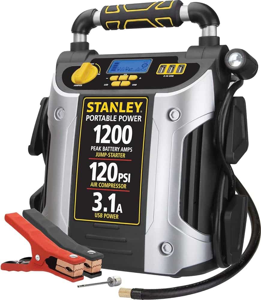 A view of the Stanley J CO D Battery Jump Starter