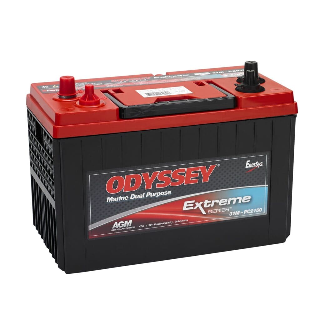 odyssey battery with red top with black body