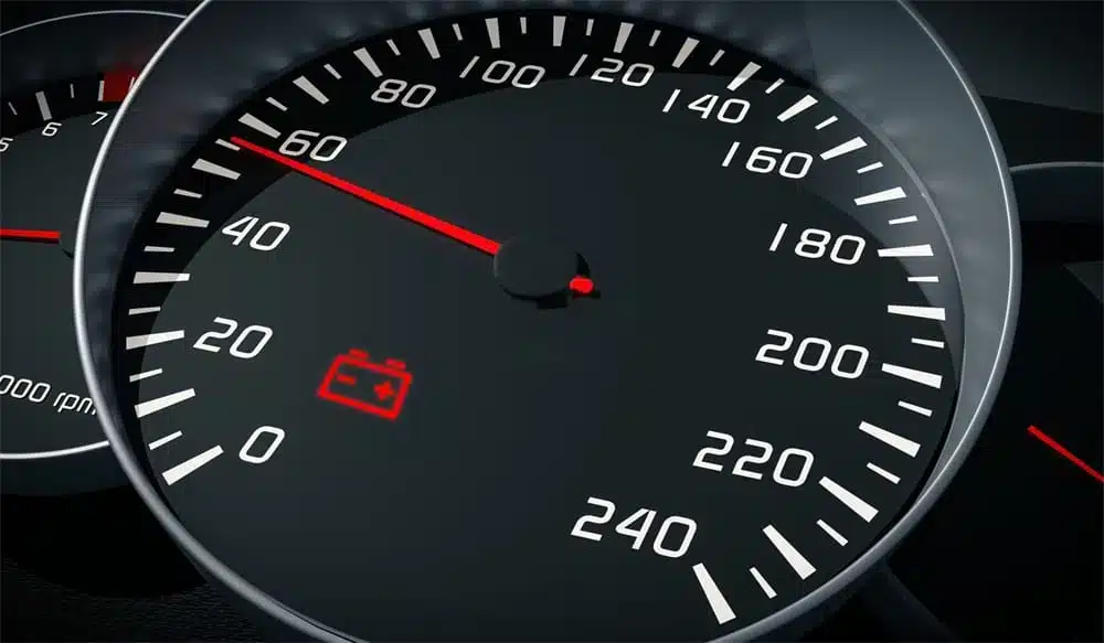 car battery light on on speed meter