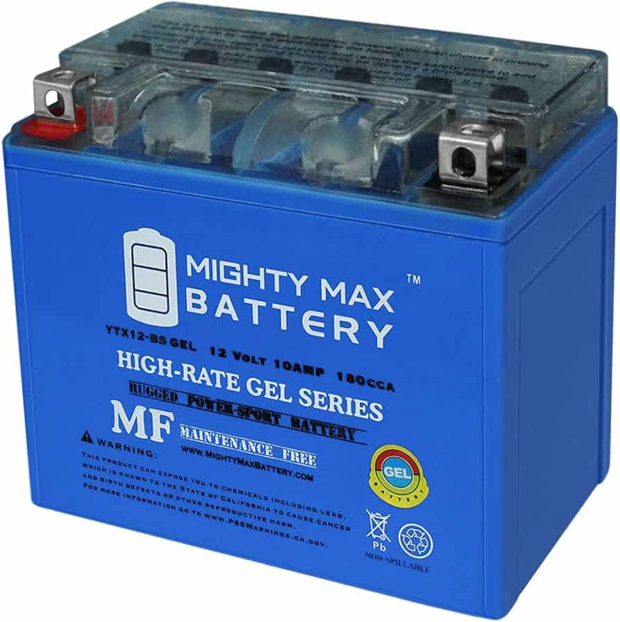 mighty max battery in blue body