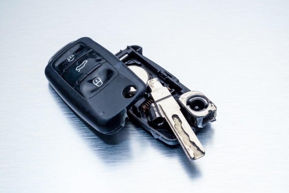 zoomed in view of an opened key fob