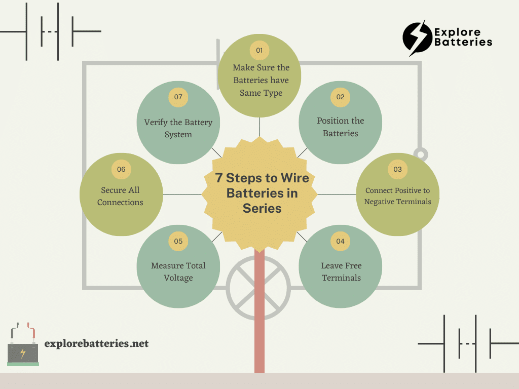 Steps to Wire Batteries in Series Infographic