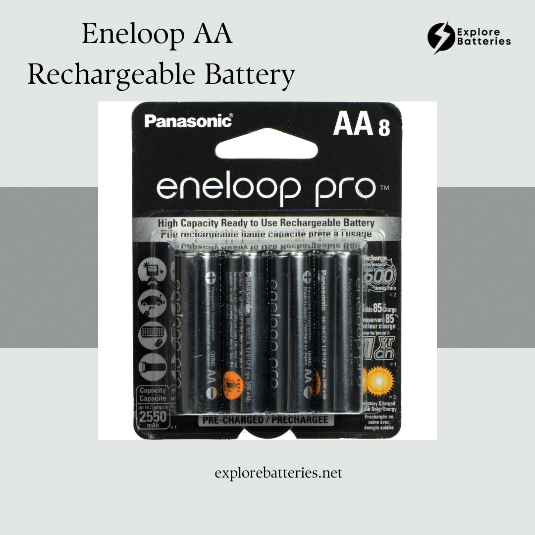 Eneloop AA Rechargeable Battery isolated on a light background