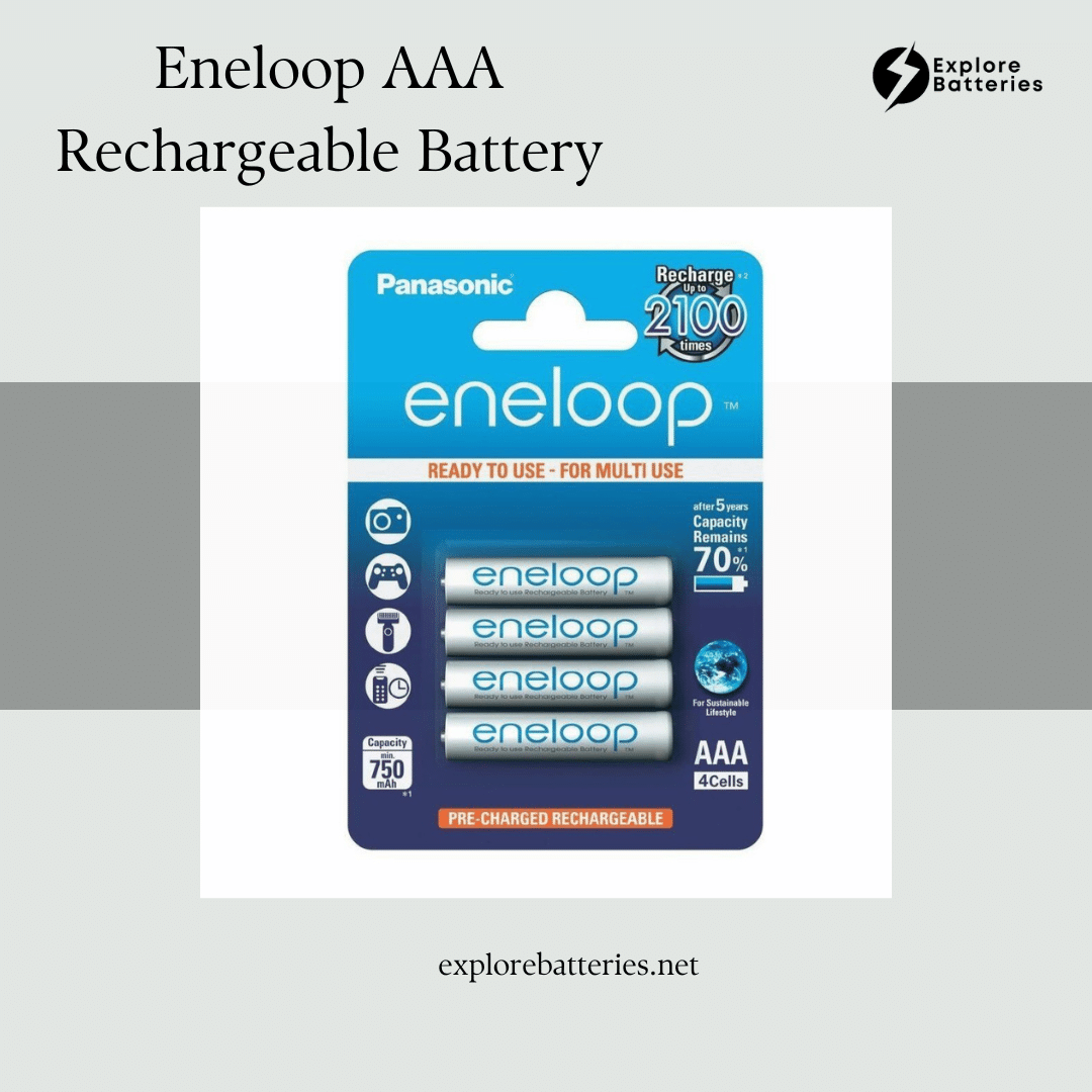 Eneloop AAA Rechargeable Batteries isolated on a light background